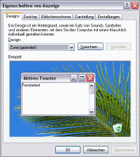 Das Fenster Eigenschaften von Anzeige unter Windows XP