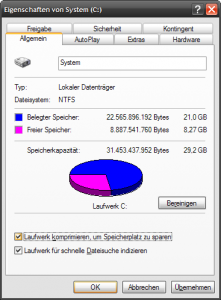 Festplatte oder Partition unter Windows XP komprimieren