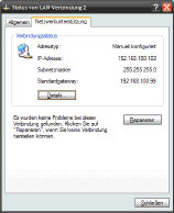 Netzwerkverbindungsdetails bei Windows XP