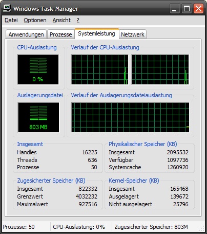 Screenshot Taskmanager von Windows XP in originale Größe
